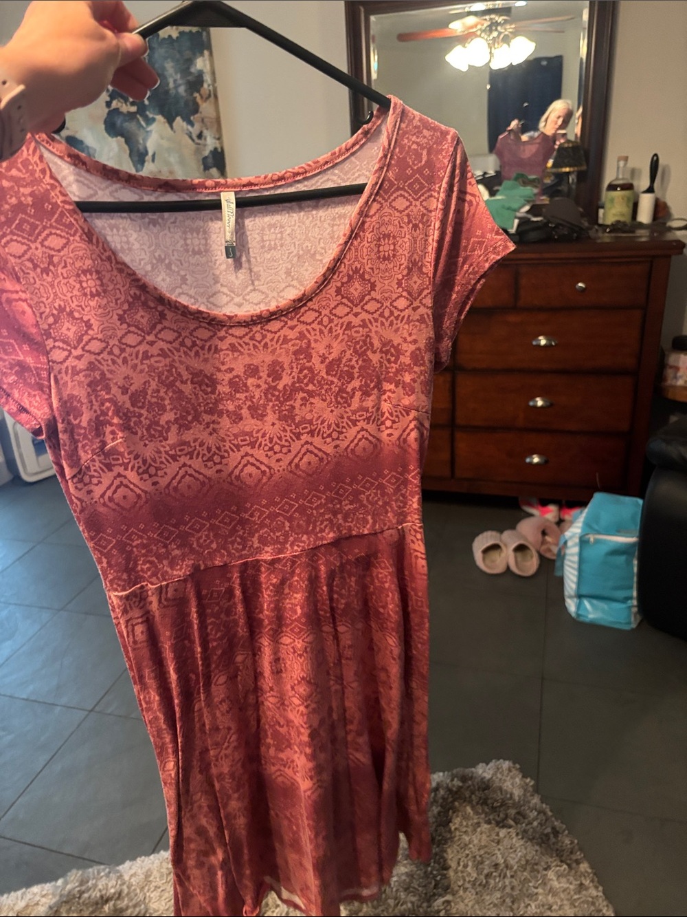 Wallflower Mauve Pink Patterned Scoop-Neck Midi Dress
